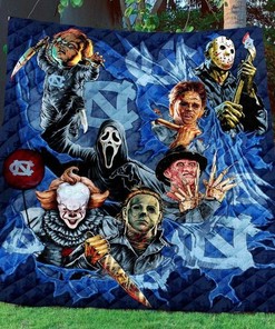Horror Movie Characters Collected Love North Carolina Tar Heels Quilt Bedding Set