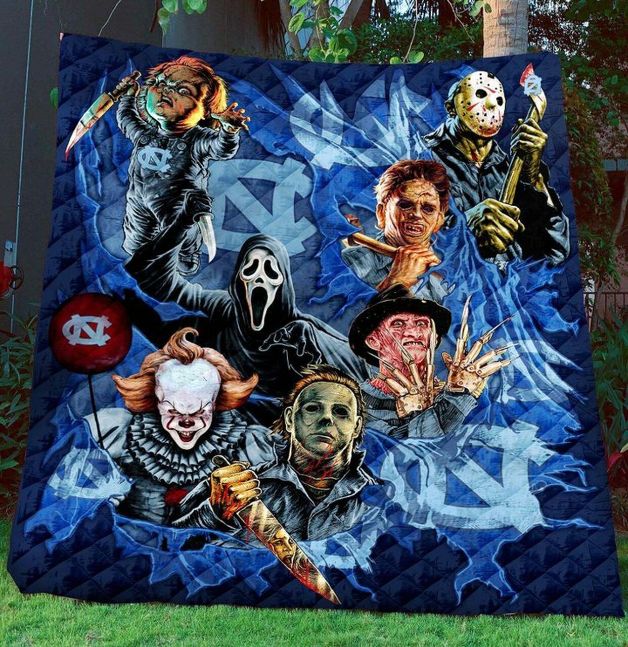 Horror Movie Characters Collected Love North Carolina Tar Heels Quilt Bedding Set