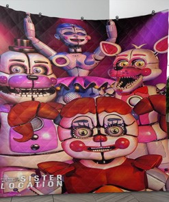 Horror Video Game Fan Gift, Five Nights At Freddy's Sister Location Quilt Bedding Set for Boys
