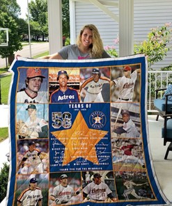 Houston Astros 58 Year Anniversary Signed Collected Quilt Blanket with Keywords