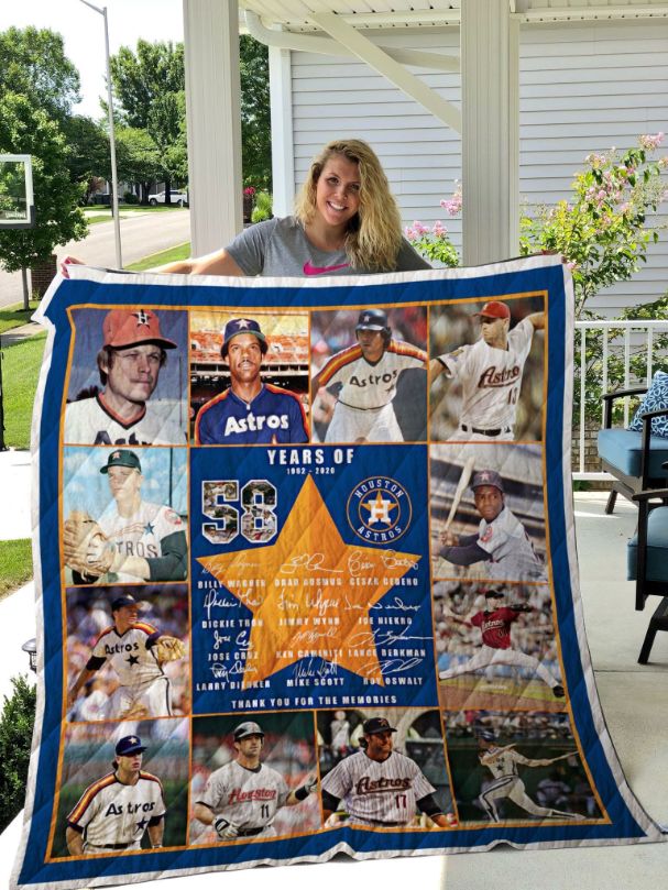 Houston Astros 58 Year Anniversary Signed Collected Quilt Blanket with Keywords