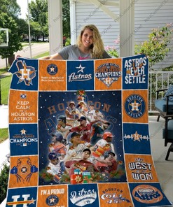 Houston Astros Christmas Quilt Blanket that Says Never Settle