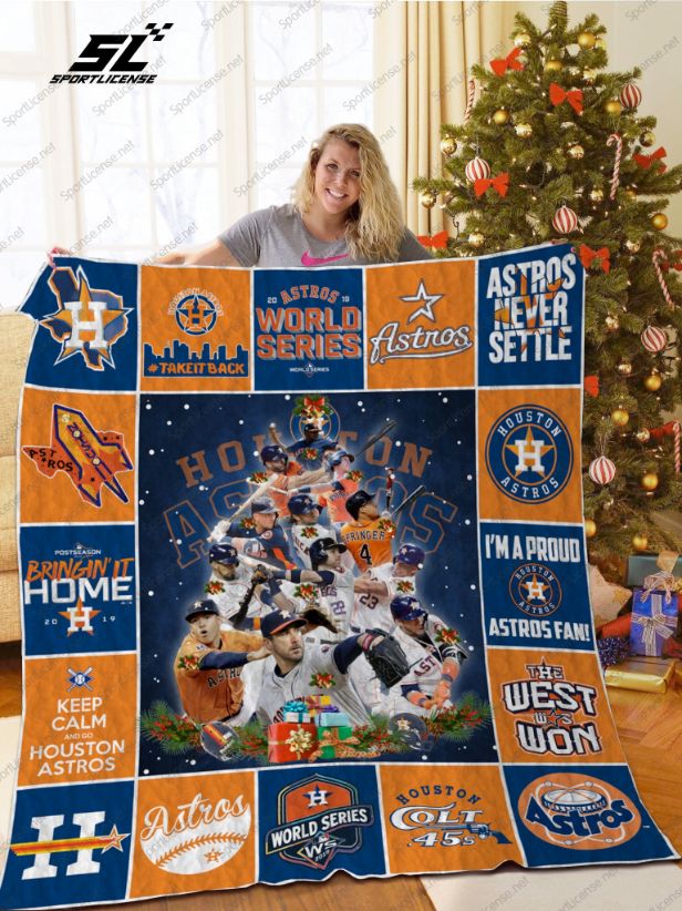 Houston Astros Christmas Tree Quilt Bedding Set - Ideal for Baseball Fans