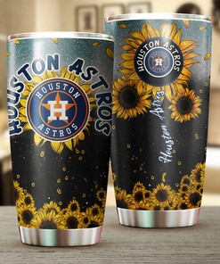 Houston Astros MLB Tumbler with Sunflower Design for Baseball Fans