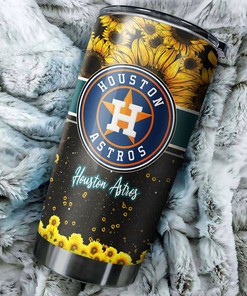 Houston Astros MLB Tumbler with beautiful sunflower and custom MLB logo