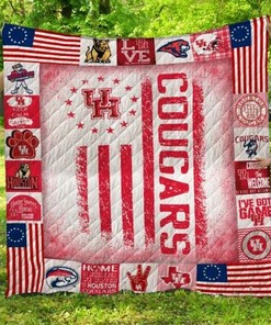 Houston Cougars Collection Flag Ncaa Quilt Bedding Set