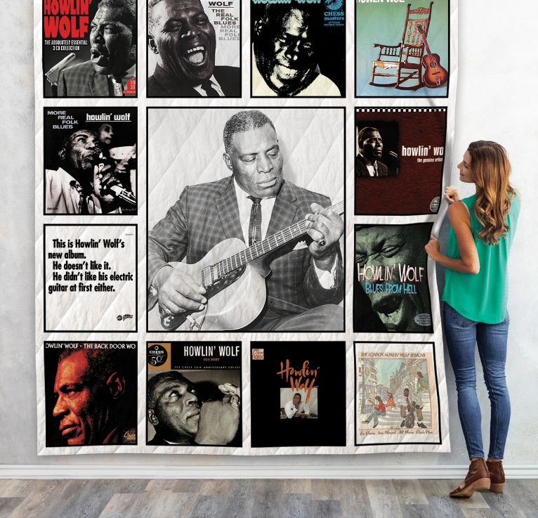 Howlin' Wolf Albums Collection Quilt Blanket for Blues Fans