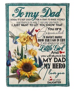 Hummingbird And Sunflowers Fleece Blanket For Father's Birthday