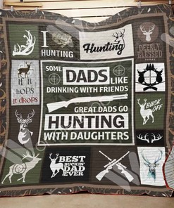 Hunting with Daughter - Great Gift Idea for Hunting Dads - Quilt Bedding Set for Hunting Lovers