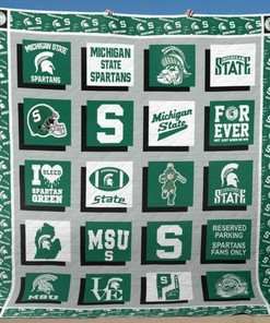 I Bleed Spartan Green Michigan State Spartans Ncaa Quilt Bedding Set
