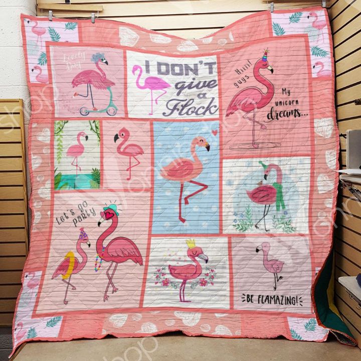 I Don't Give A Flock Flamingo Quilt Blanket for Animal Lovers