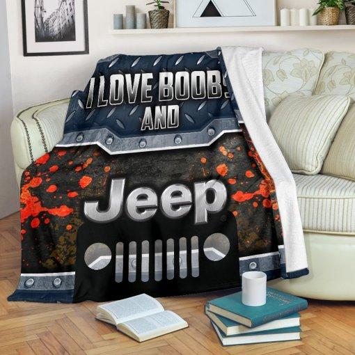 I Love Boobs and Jeep Blanket - Perfect for Jeep Lovers