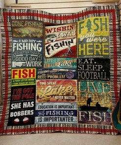 I Love Fishing Fishing Papa Quilt Bedding Set - Show Your Love To The Best Fishing Papa