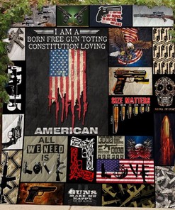 I Love Guns Quilt Blanket - Perfect Gift for Gun Enthusiasts