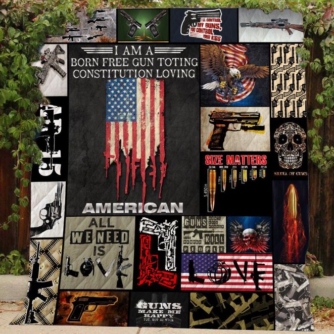 I Love Guns Quilt Blanket - Perfect Gift for Gun Enthusiasts