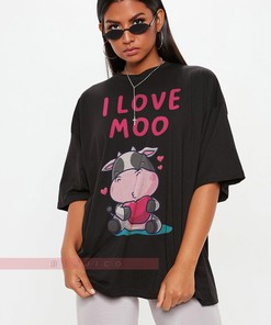 I Love Moo Cute Unisex Tees | Valentine Couple Shirts | Love You Shirt | Valentine's Day Shirt