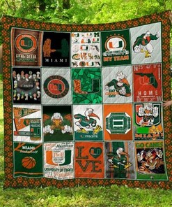 I Love NCAA Miami Hurricanes Collection Quilt Blanket for Fans