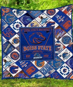 I Love Ncaa Boise State Broncos Quilt Bedding Set with Soft Quilt Blanket for Girls