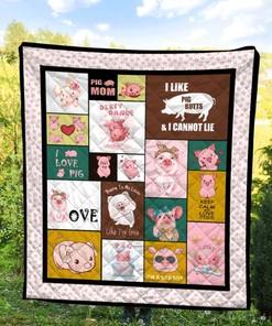 I Love Pigs Quilt Blanket - Oink Oink for Animal Lovers