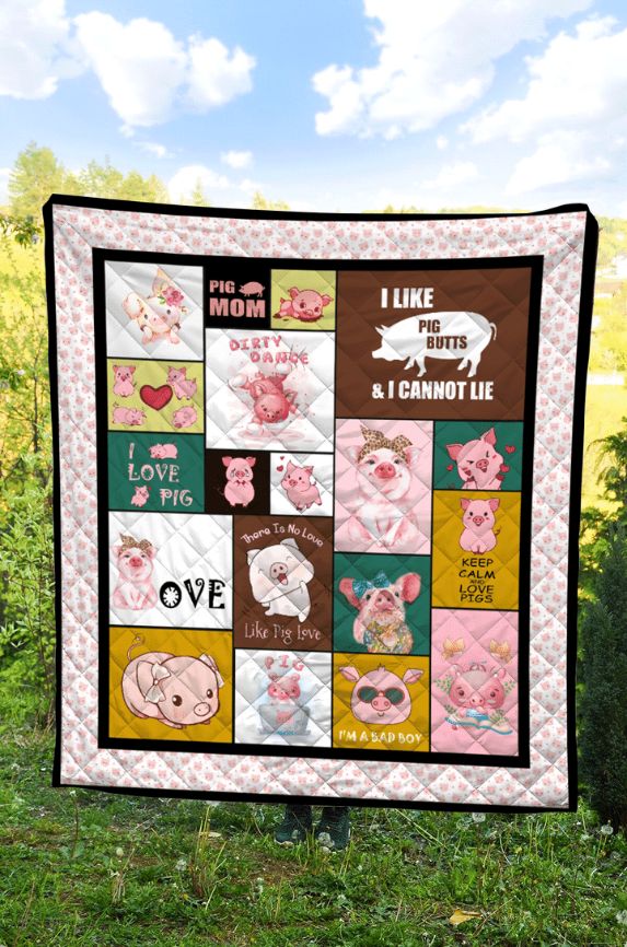 I Love Pigs Quilt Blanket - Oink Oink for Animal Lovers