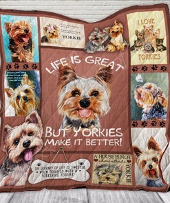 I Love Yorkies Quilt Th550B with Bed Set for Girls