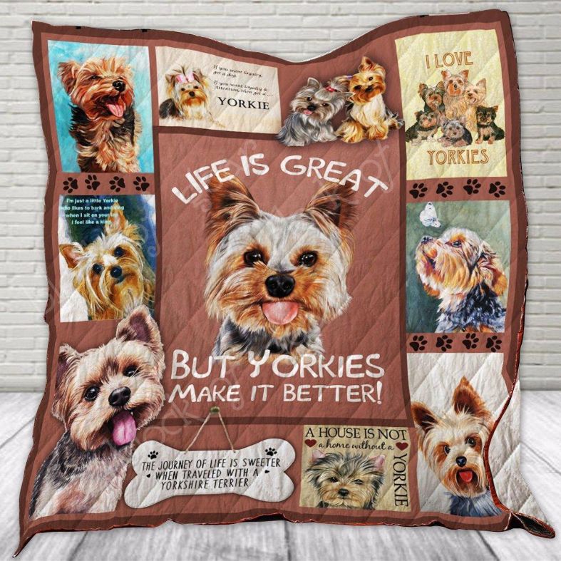 I Love Yorkies Quilt Th550B with Bed Set for Girls