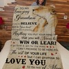 I Love You Grandma Fleece Blanket - Best Gift for Grandson from Grandma