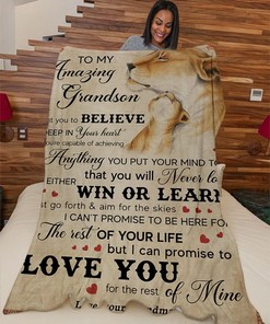 I Love You Grandma Fleece Blanket - Best Gift for Grandson from Grandma