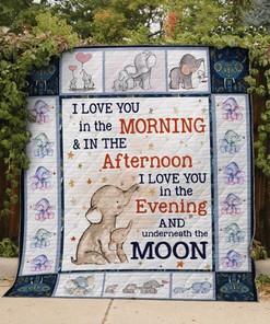I Love You In The Morning Elephant Quilt Blanket perfect for Baby Quilt Bedding Set