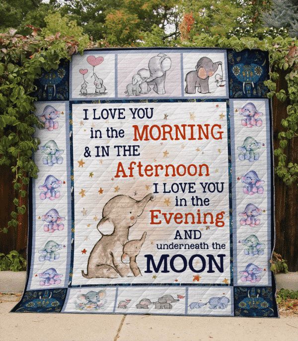 I Love You In The Morning Elephant Quilt Blanket perfect for Baby Quilt Bedding Set