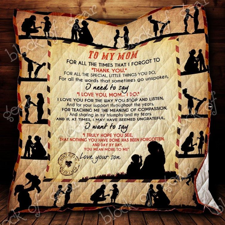 I Love You Mom and Son Quilt Bedding Set Cute for Kids Ss256