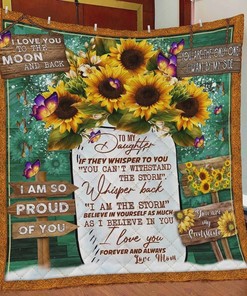 I Love You To The Moon And Back- From Mom To My Daughter Personalized Quilt Bedding Set.