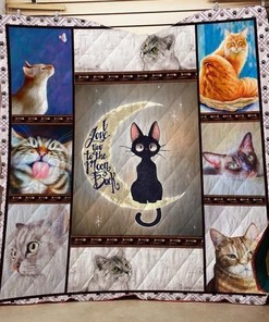 I Love You To The Moon Cat Lo Quilt Blanket - An Adorable Blanket for Your Bedtime