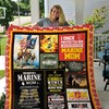 I Once Protected Him Now He Protects Me Marine Mom Quilt Bed Set with Patriotic Theme