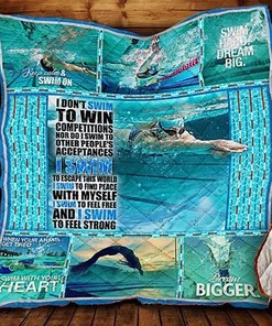 I Swim To Find Peace With Myself Quilt Bedding Set - Relaxing and Inspiring Quilt Set for Swimmers or Water Enthusiasts
