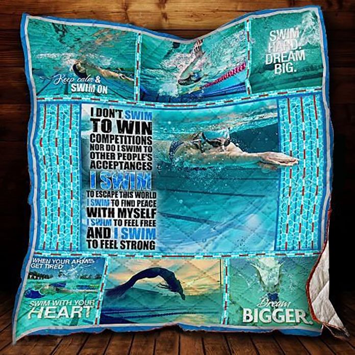 I Swim To Find Peace With Myself Quilt Bedding Set - Relaxing and Inspiring Quilt Set for Swimmers or Water Enthusiasts