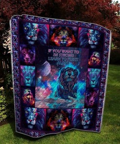If you want to be strong learn to fight alone Lion Quilt Bed Set with Wildlife Design