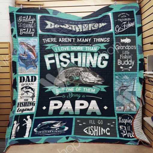 I'll Go Fishing Fishing Papa Quilt Bedding Set - Perfect For Fathers And Grandfathers Who Love Fishing