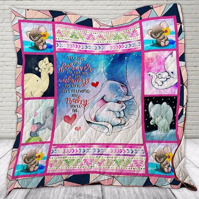 Ill Love You Forever Elephant Quilt Blanket for Baby's Nursery