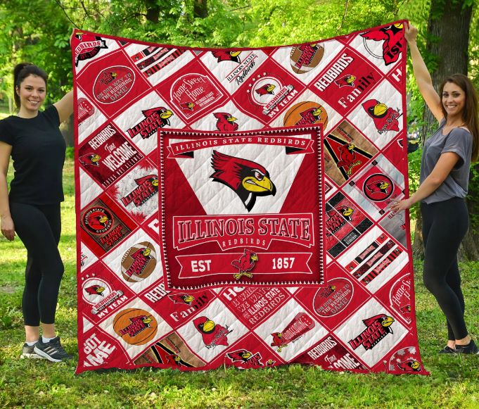Illinois State Redbirds Quilt Blanket with Full Size Quilt Bed Set