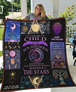 I'm A Child Of Sun And Moon Inspirational Quilt Blanket for Dreamers