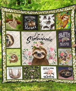 Im A Slothaholic Sloth Lover Quilt Bedding Set for Animal-Loving Homes