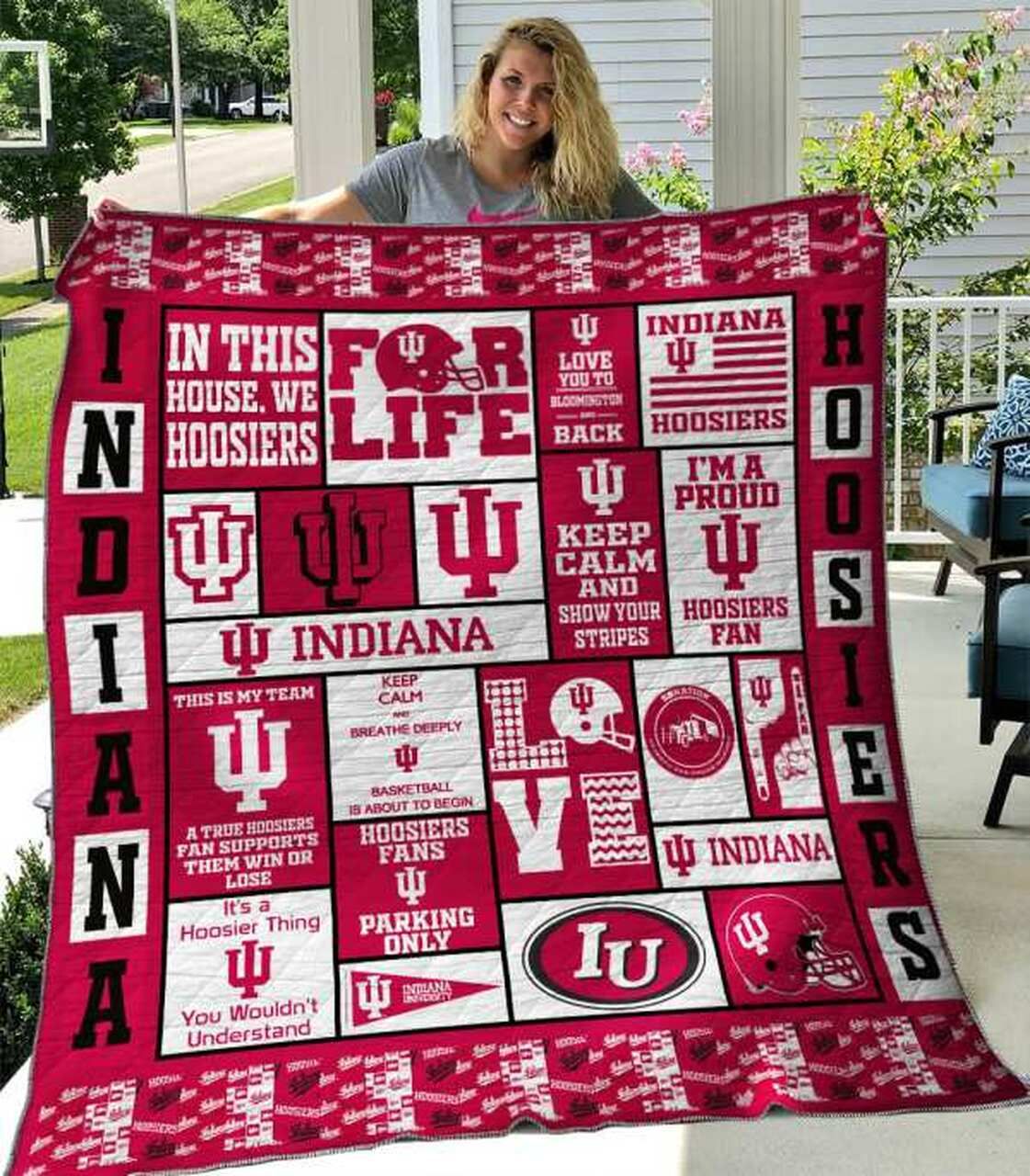 Indiana Hoosiers Pink NCAA Full Size Quilt Bed Set for Girls