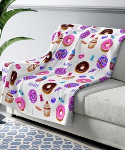 Indulge In Your Love For Sweets With Cupcake And Donut Custom Name Fleece Blanket