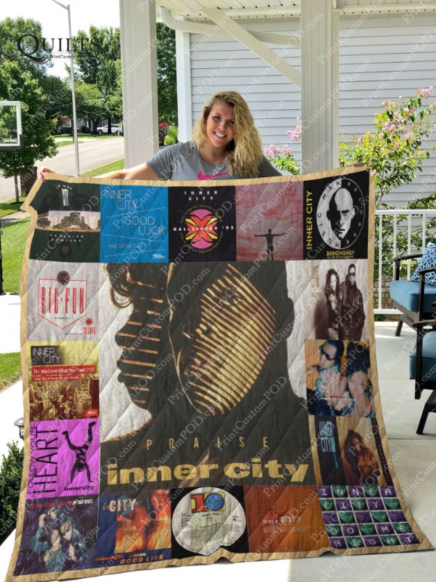 Inner City Albums For Girls Ver Collection Quilt Blanket, Honoring the Detroit Techno Pioneers