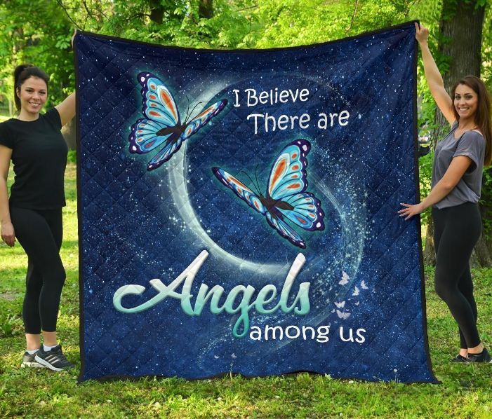 Inspirational Butterfly Art Quilt Blanket Baby or Kids Bed Set with Angelic Design