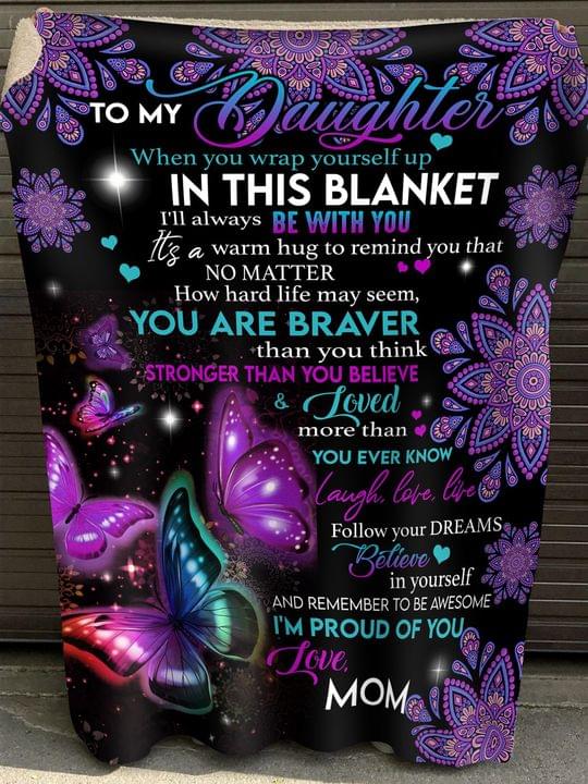 Inspirational Butterfly Themed Blanket from Mom to Daughter - Quilt Bedding Set Perfect for Gifting