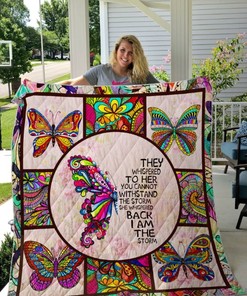Inspirational Butterfly Themed Quilt Blanket Baby or Kids Bed Set Printed with Heartwarming Quotes