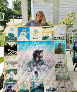Into The Wild Quilt Blanket with Inspirational Quote