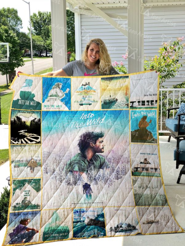 Into The Wild Quilt Blanket with Inspirational Quote